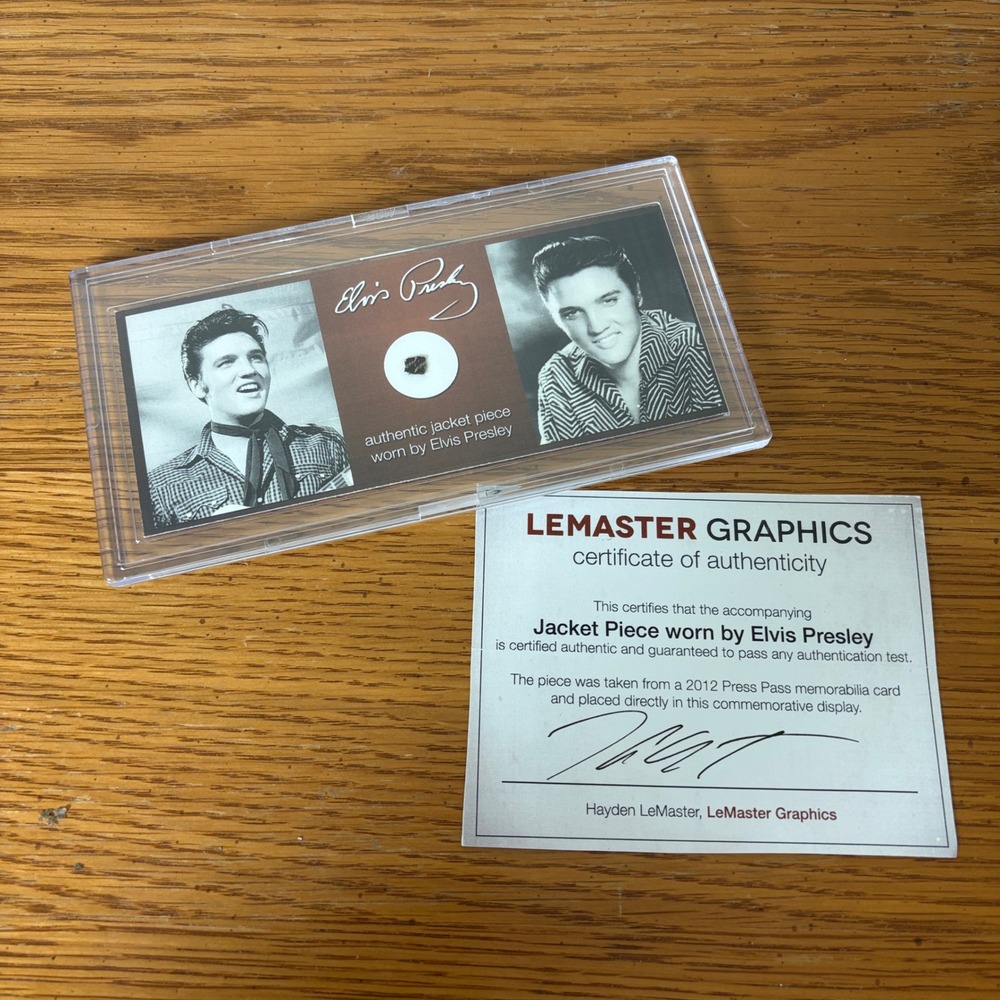 Elvis Presley Authentic Worn Jacket Piece Relic LeMaster Graphics COA Display